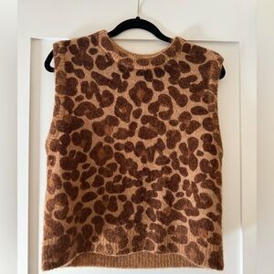 Sezane Brown Leopard Print Sweater